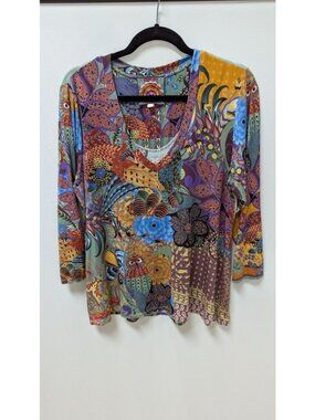Johnny Was Multicolor Madison Favorite 3/4 Sleeve Tee